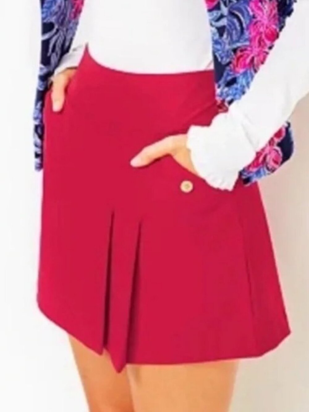Lilly Pulitzer Luxletic Antibes  UPF 50+ Poinsettia Red Pink Athletic Skort